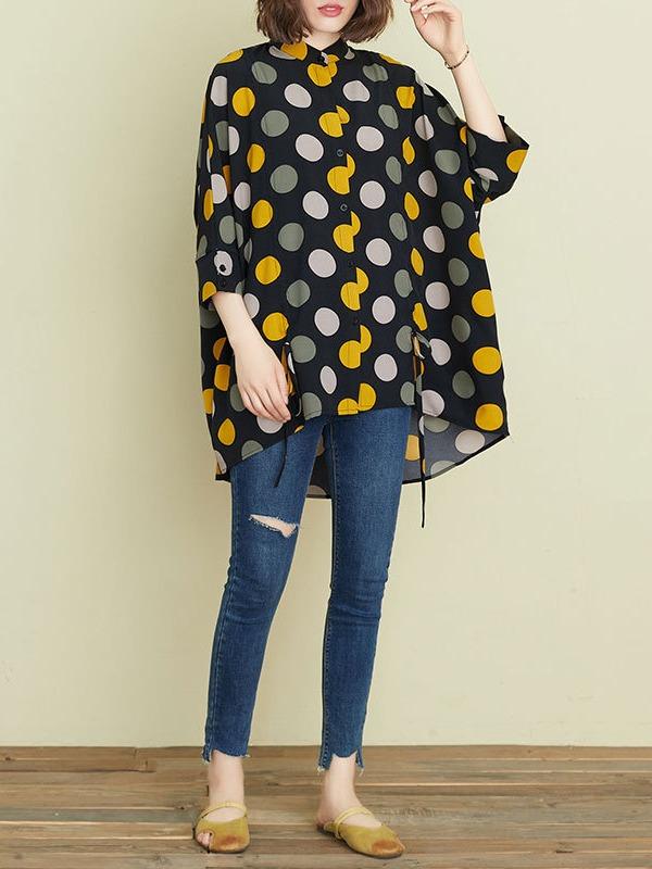 Fashion Polka-Dot Shirt Blouse Tops
