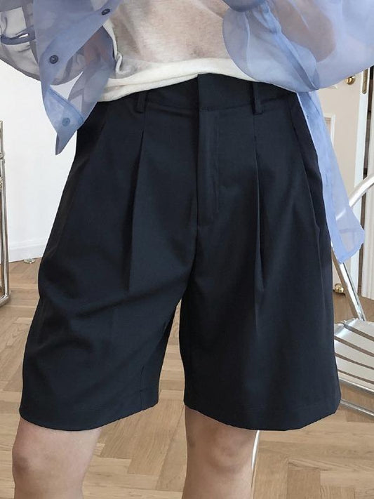 Loose Wool Empire Wide Lege Short Pants