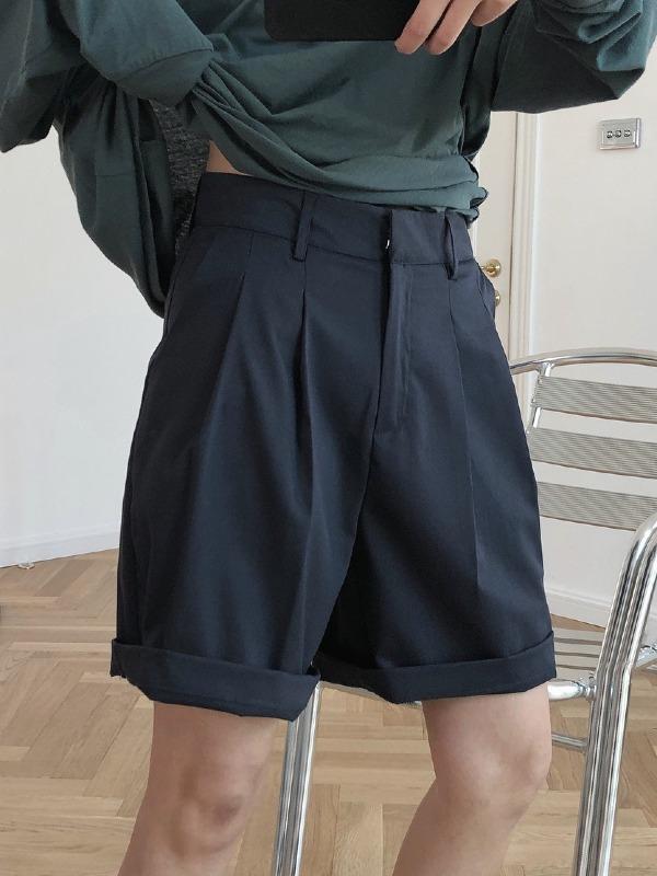 Loose Wool Empire Wide Lege Short Pants