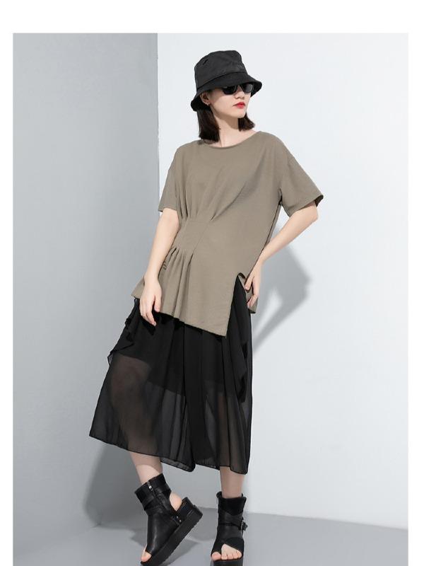 Loose Solid Irregular T-Shirt