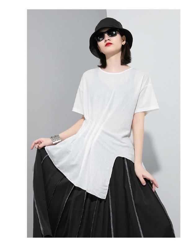 Loose Solid Irregular T-Shirt