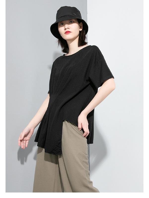 Loose Solid Irregular T-Shirt