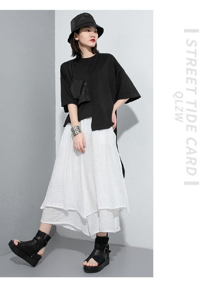 Simple Split-Joint Irregular T-Shirt
