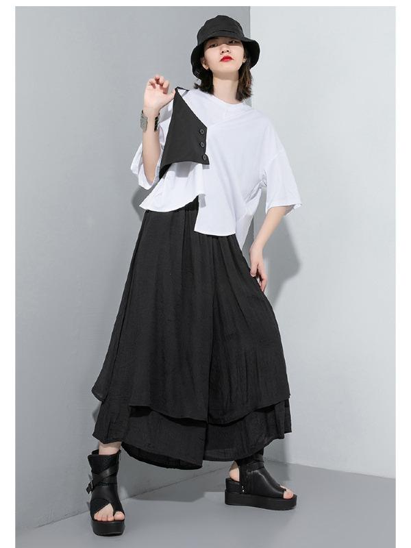 Simple Split-Joint Irregular T-Shirt