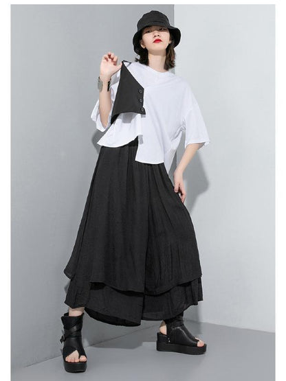 Simple Split-Joint Irregular T-Shirt