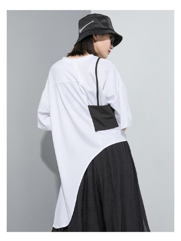 Simple Split-Joint Irregular T-Shirt