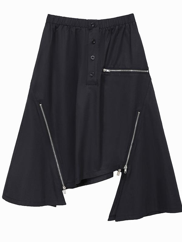 Casual Solid Irregularity A-Line Skirt