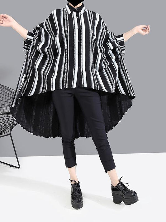 Original Striped Batwing Sleeve Blouses&Shirts