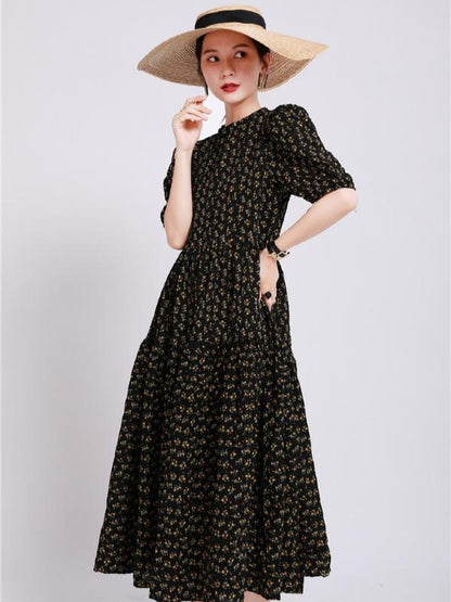 Fashion Floral Bishop Sleeve Dress