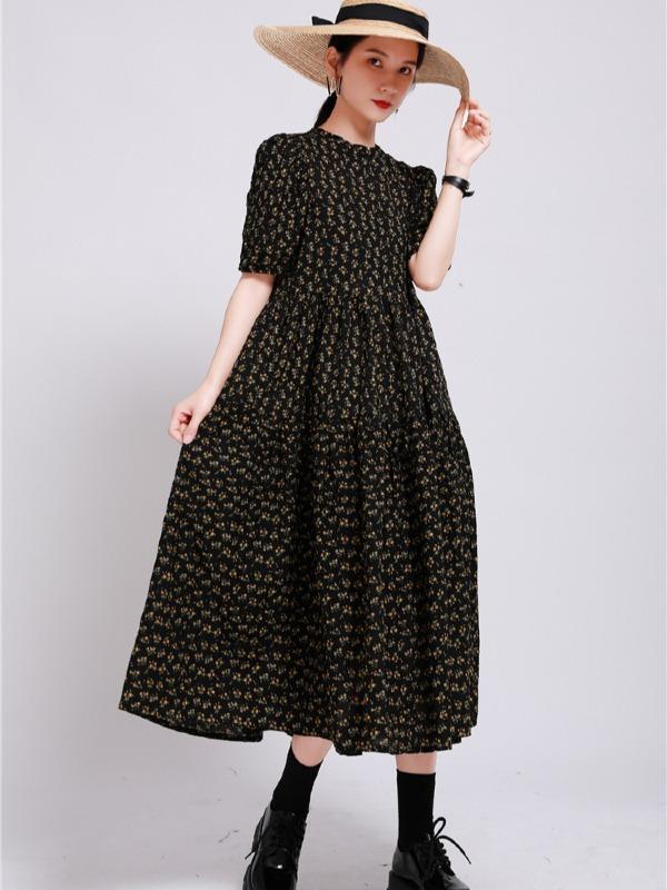 Fashion Floral Bishop Sleeve Dress