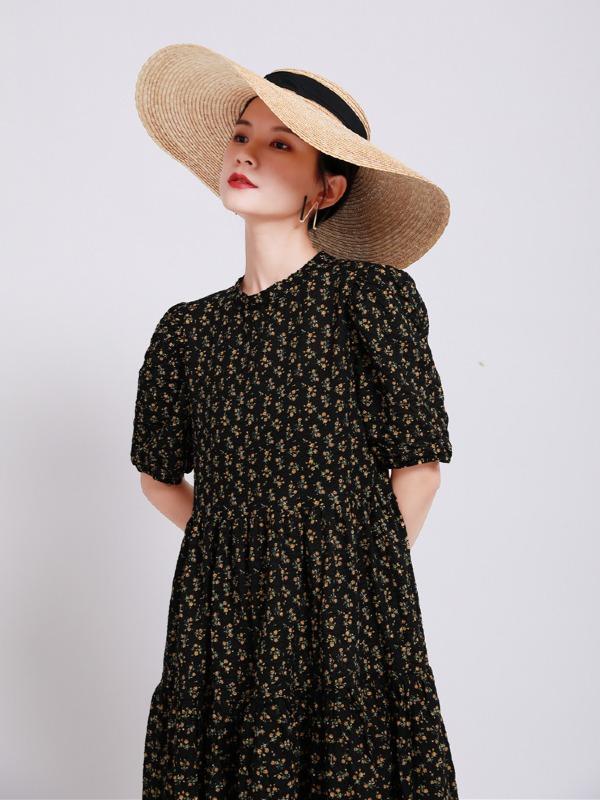 Fashion Floral Bishop Sleeve Dress