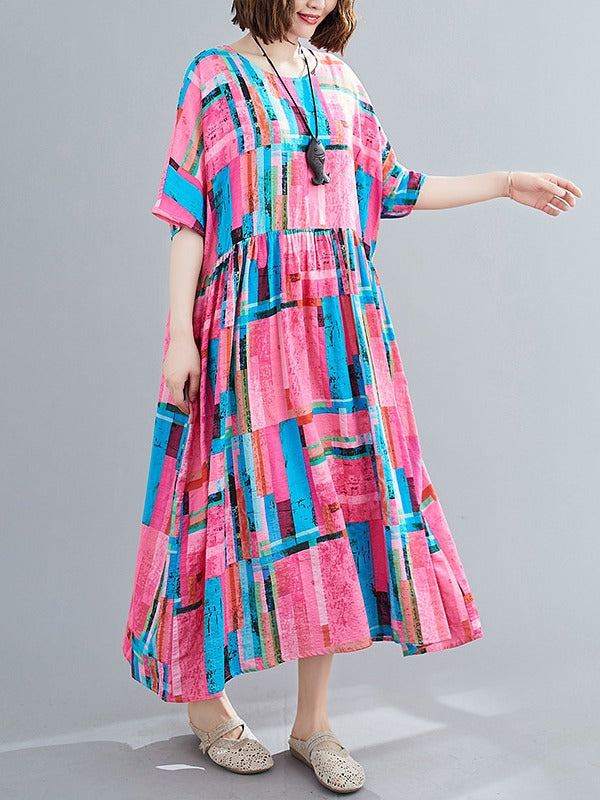 ORIGINAL PLAID ROUMD-NECK DRESS