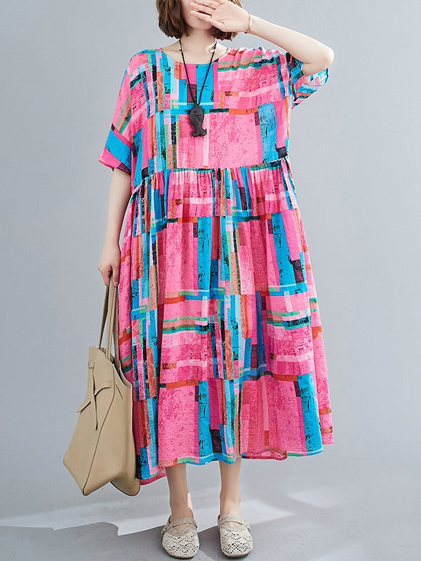 ORIGINAL PLAID ROUMD-NECK DRESS