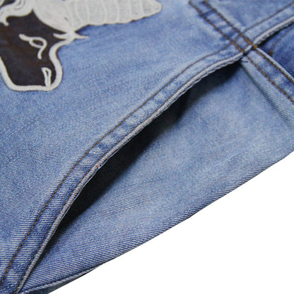 pants retro embroidery big size split pants