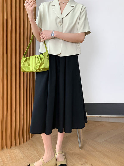 Urban Solid Color Pleated A-Line Skirts