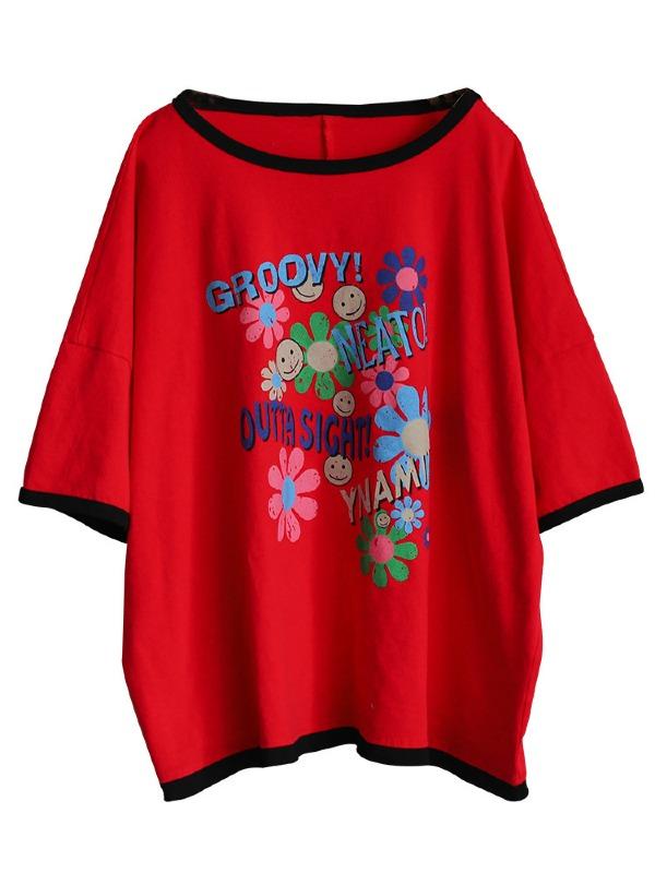 Retro Loose Round Neck Short Sleeve Top