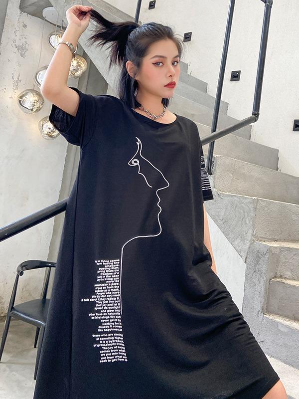 Fashion Irregularity Letter Print Dress