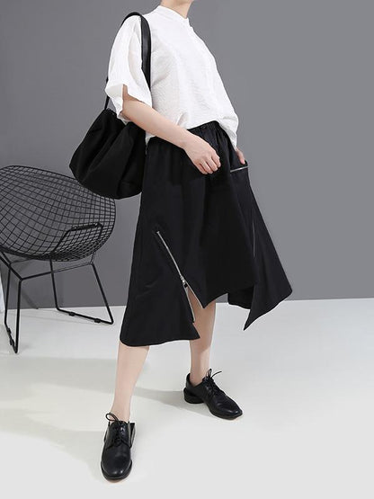 Casual Solid Irregularity A-Line Skirt