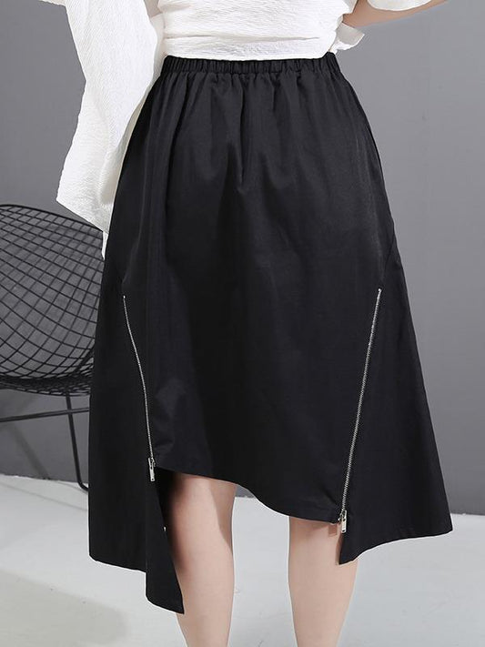 Casual Solid Irregularity A-Line Skirt