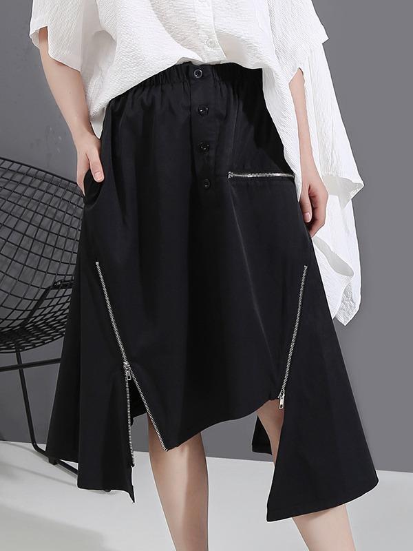 Casual Solid Irregularity A-Line Skirt