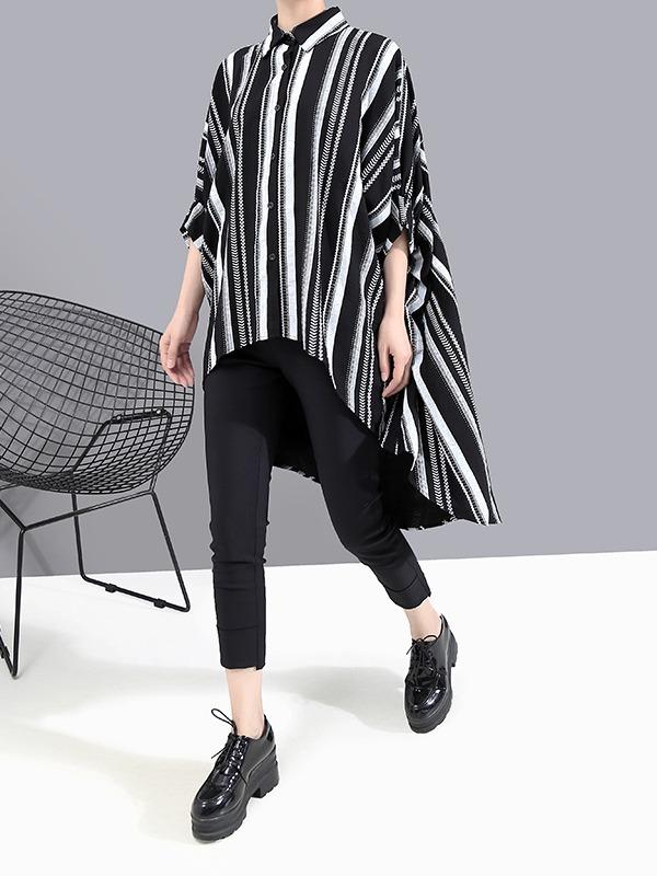 Original Striped Batwing Sleeve Blouses&Shirts