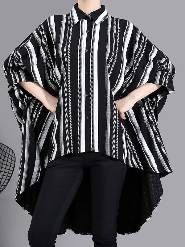 Original Striped Batwing Sleeve Blouses&Shirts