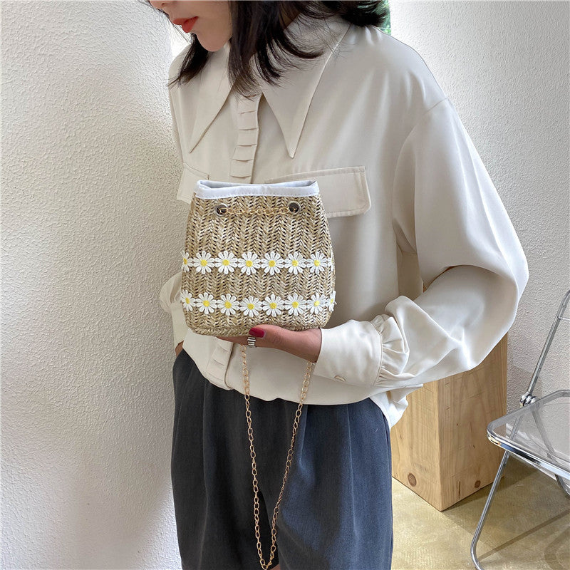 Straw bucket bag national style messenger bag