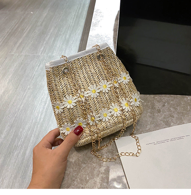 Straw bucket bag national style messenger bag