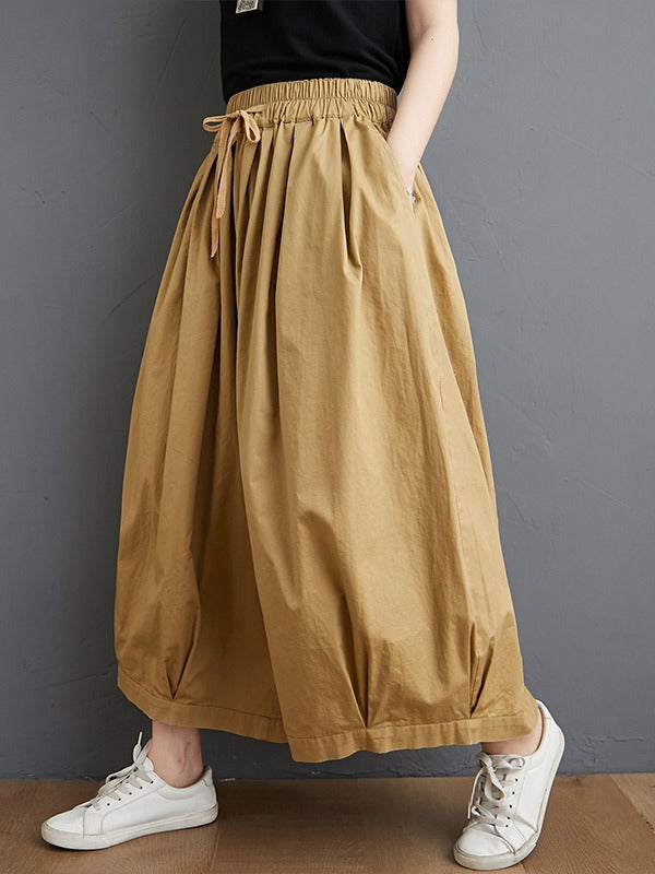 VINTAGE SOLID PLEATS COLUMN CULOTTE