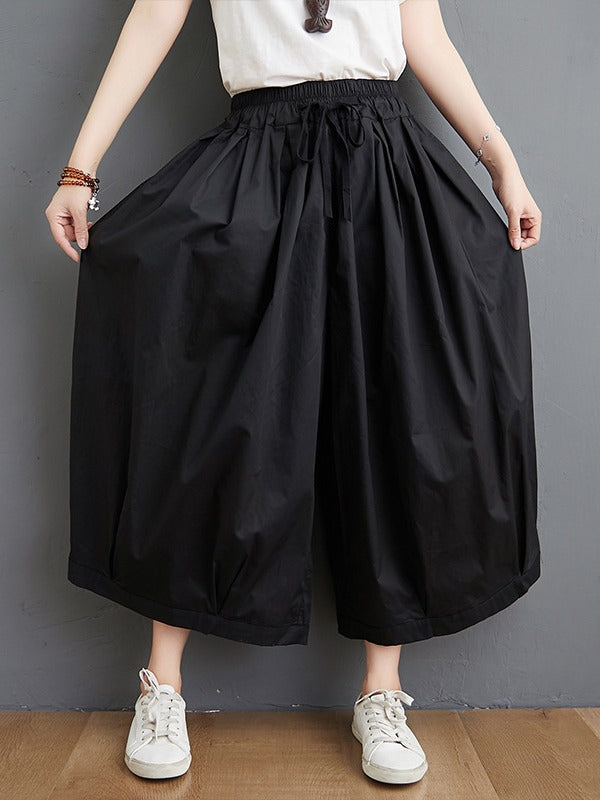 VINTAGE SOLID PLEATS COLUMN CULOTTE