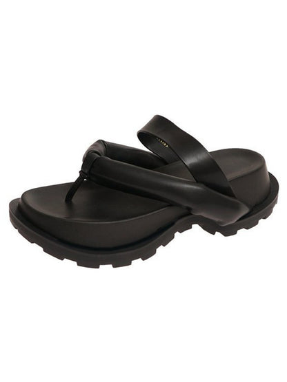 Stylish Yellow&Black Flip Flops Flatform Slippers