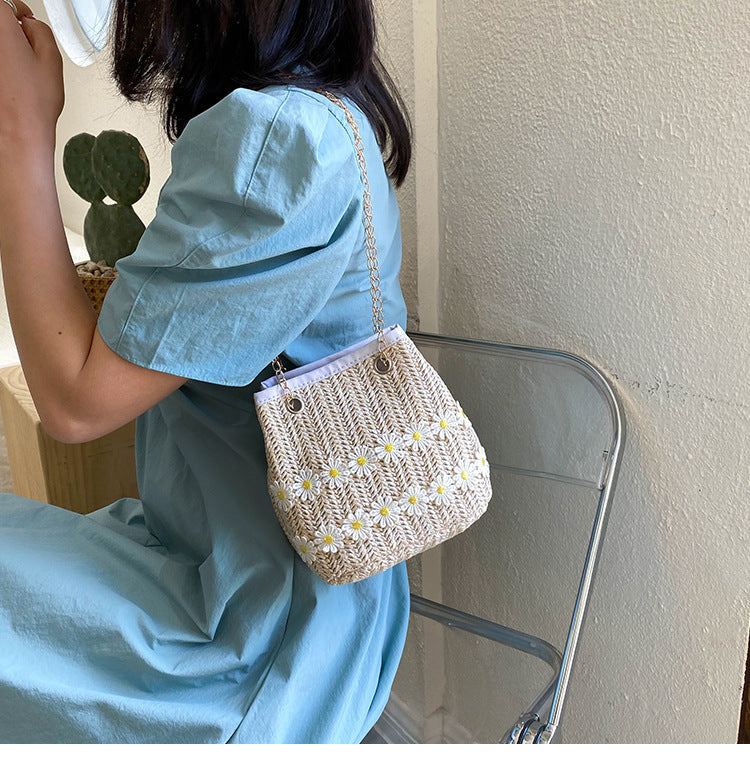 Straw bucket bag national style messenger bag