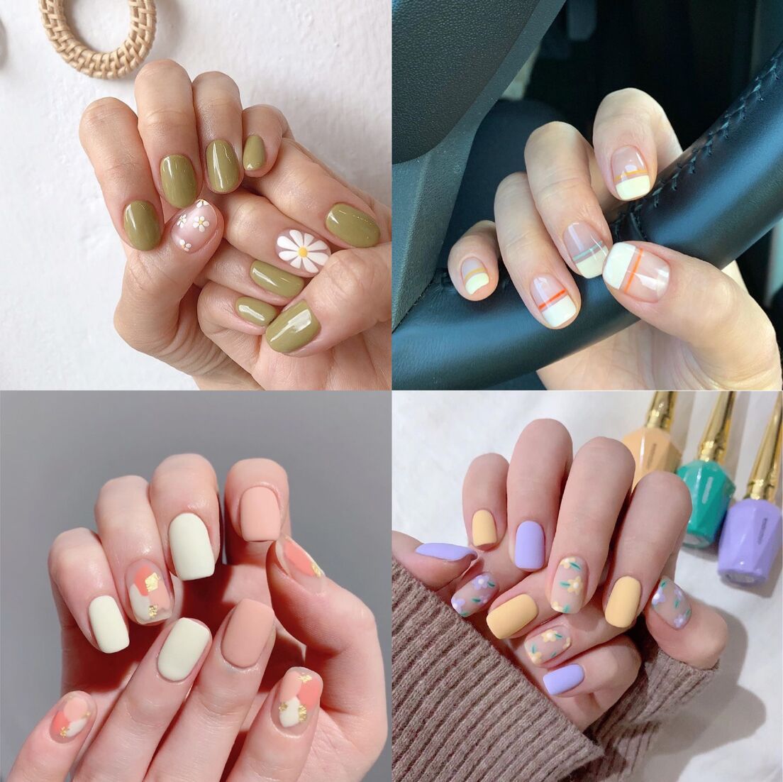 Daisy wave point PRESS ON NAILS