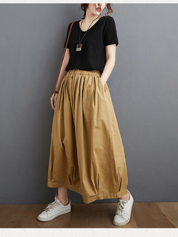 VINTAGE SOLID PLEATS COLUMN CULOTTE