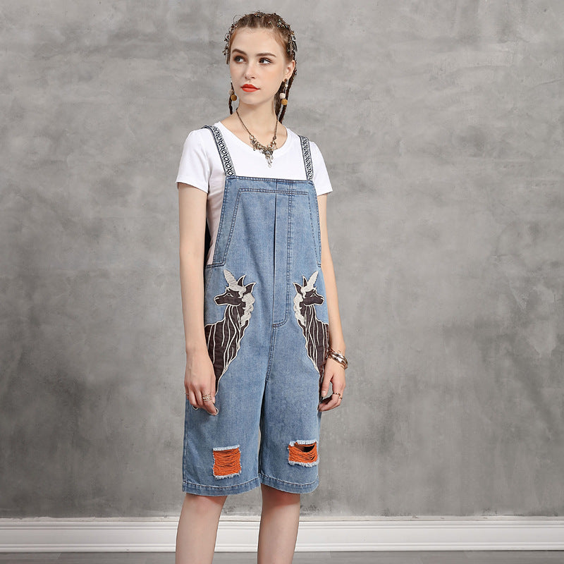 pants retro embroidery big size split pants