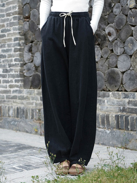 VINTAGE LOOSE SOLID COLOR BLOOMERS PANTS