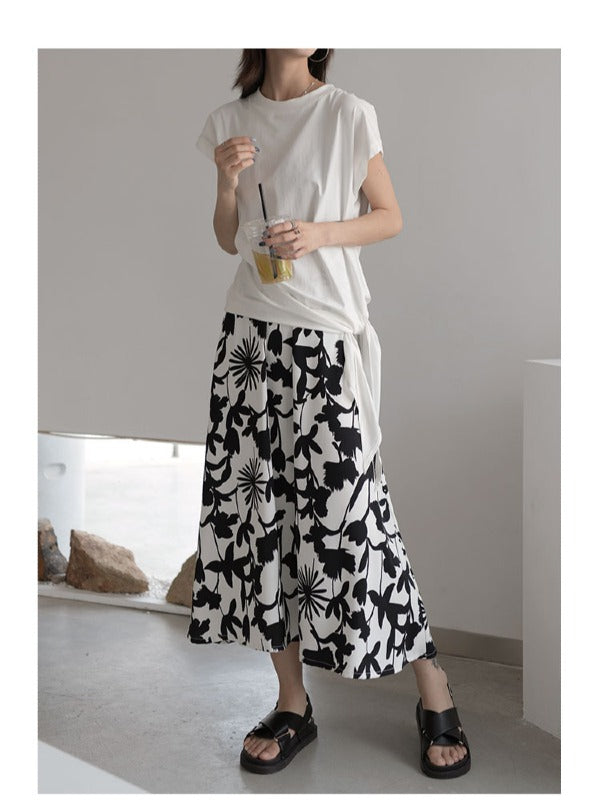 LOOSE COPPED COTTON CHIC DESIGNED LONG T-SHIRTS