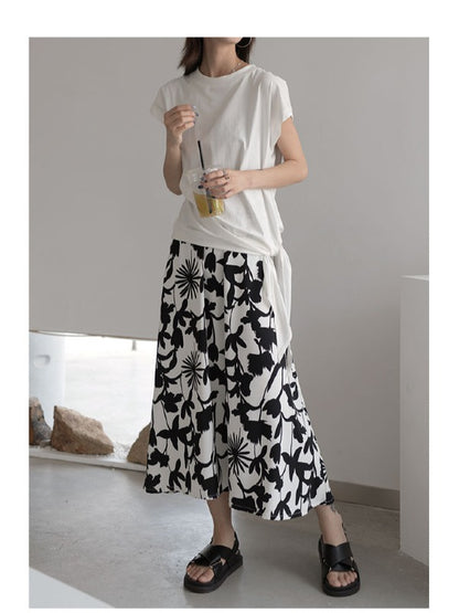 LOOSE COPPED COTTON CHIC DESIGNED LONG T-SHIRTS