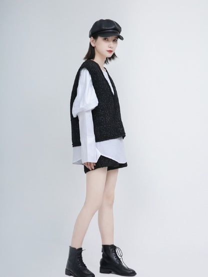 White Puff Sleeve Round Neck Shirt