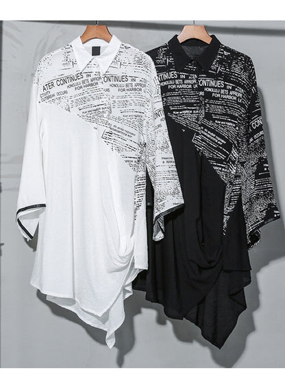 LOOSE CROPPED LETTERED PRINT SHIRT