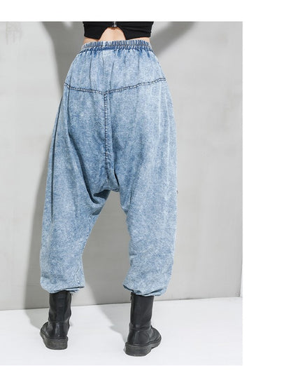 LOOSE WASHABLE CASUAL SPLICING HAREM PANTS