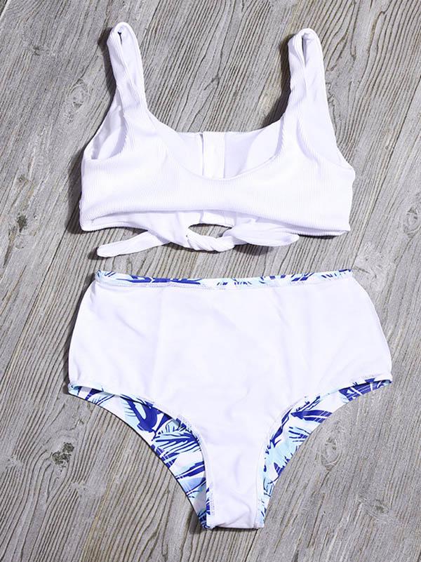 Caribe Printed Knotted Split Bikini Swimsuit