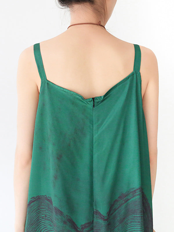 Stylish Printed Asymmetric Spaghetti-Neck Wide Leg Jumpsuits