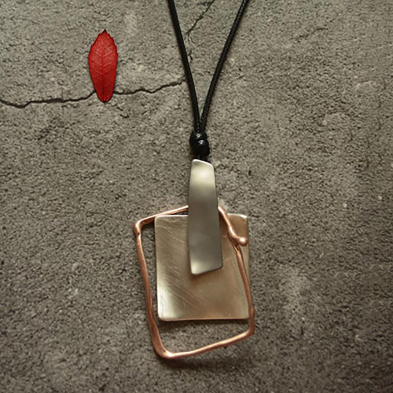 Buykud Simple Casual Geometric Pendant Long Necklace