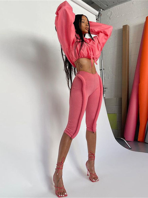 Fluorescent High-Waist Seven-Point Leggings