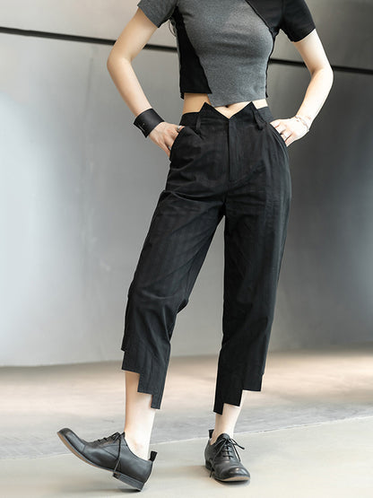 Original Solid Color Harem Irregularity Capri-Pants