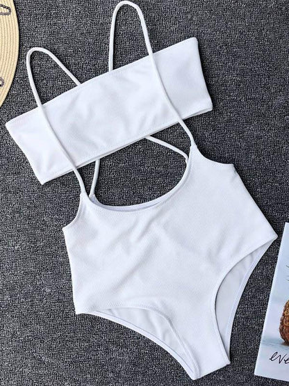 Sexy Solid Cropped Spaghetti-Neck Bikini