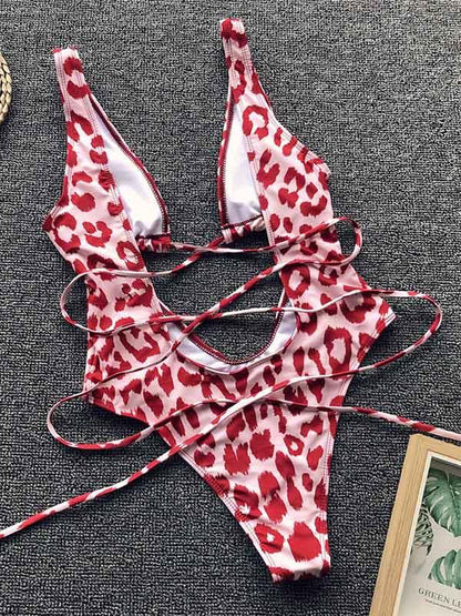 Leopard&Snakeskin Scrunch One Piece Swimsuit