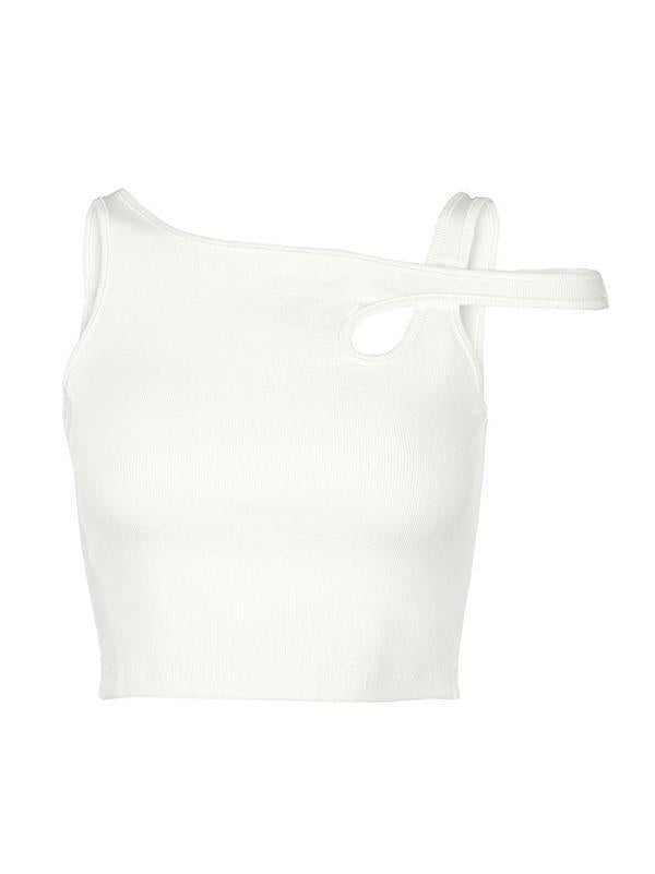 Wrap Solid Color Hollow Exposed Navel Tank