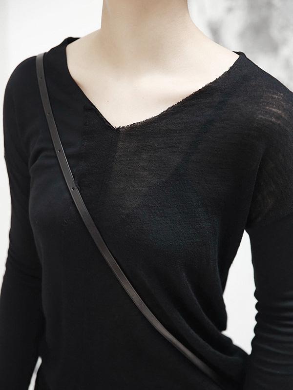 V-neck Cropped Split-joint Shirt Tops